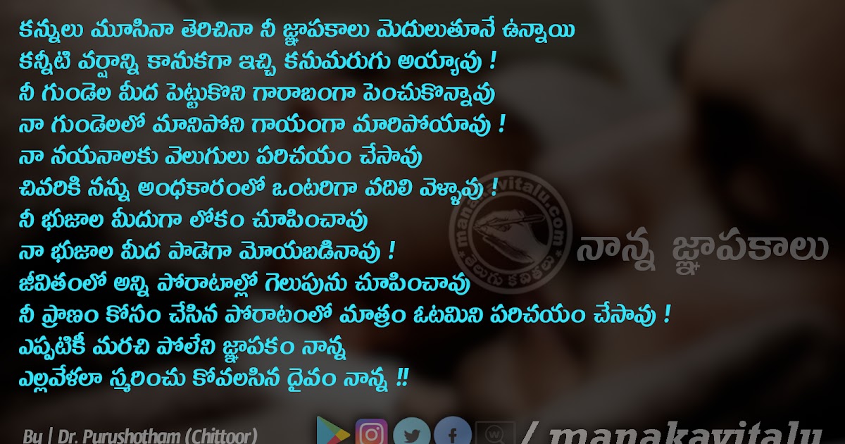 నాన్న జ్ఞాపకాలు Nanna Gurinchi Kavithalu Telugu lo