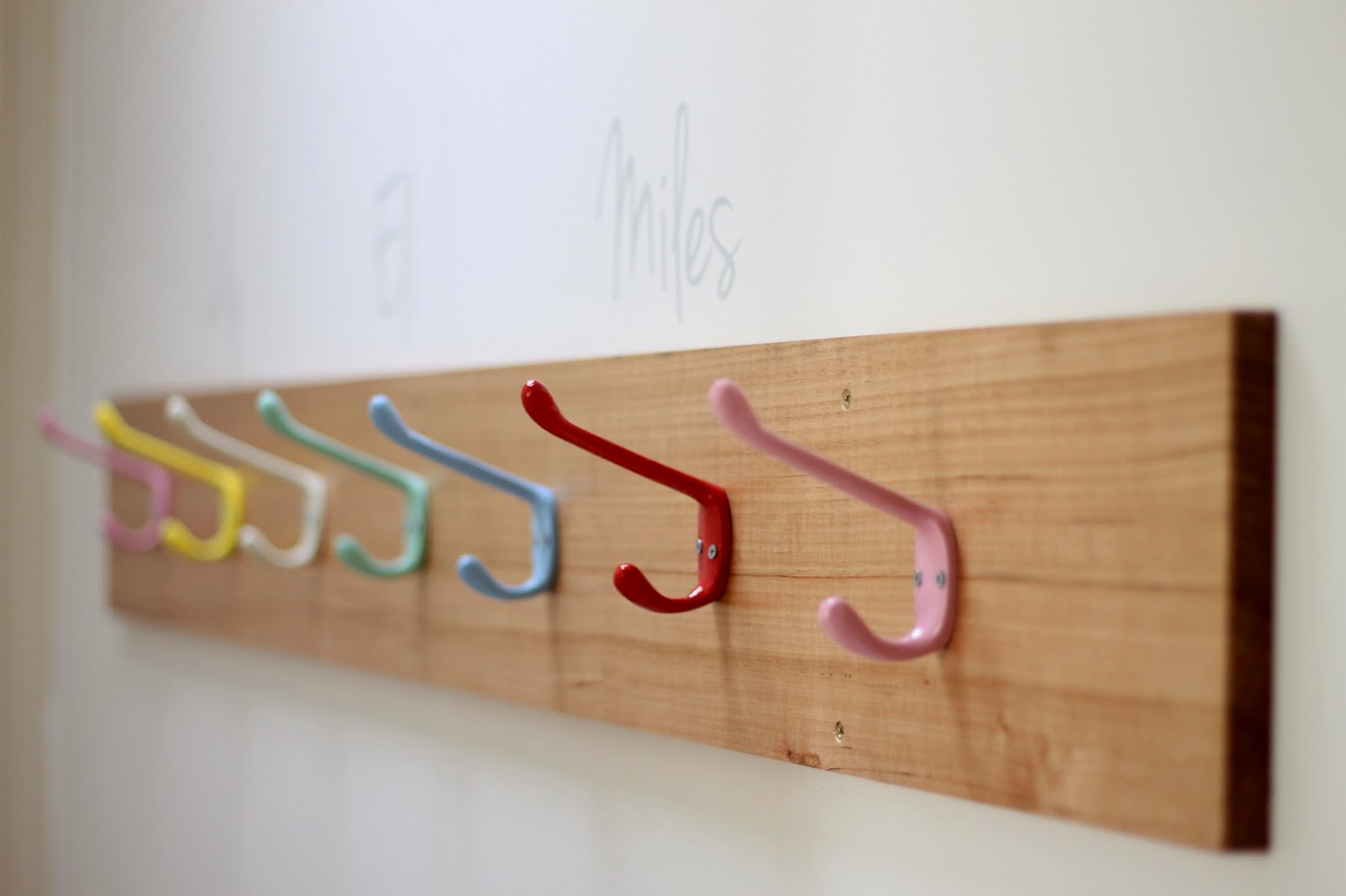 living, loving, laughing... a school bag hook wall // getting