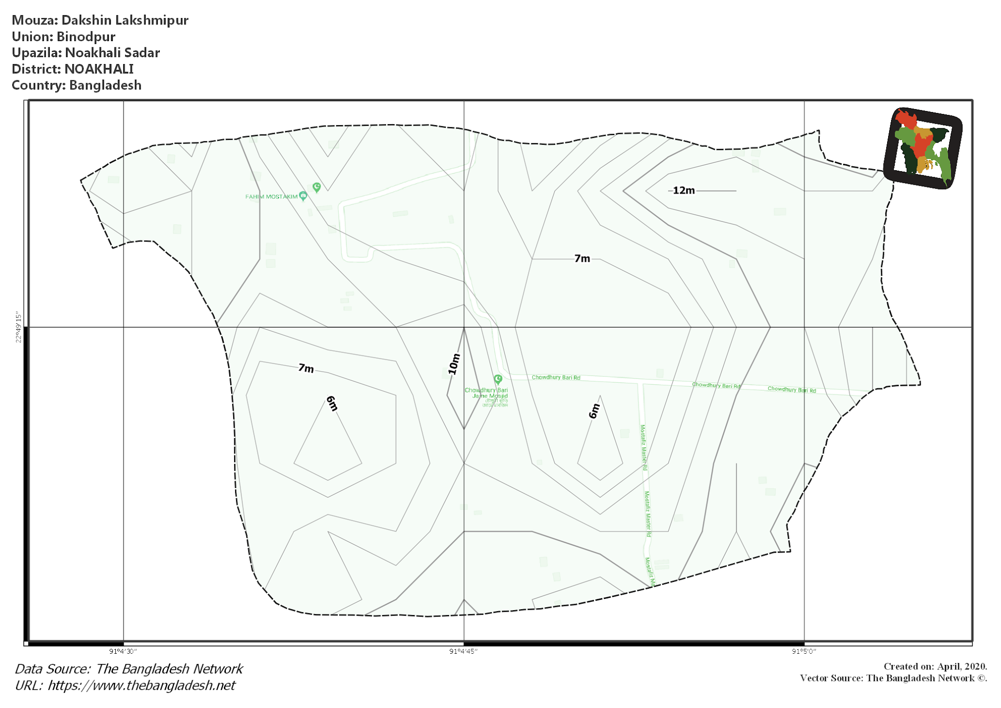 Map of Dakshin Lakshmipur Mouza of Noakhali Sadar Upazila, NOAKHALI, Bangladesh.