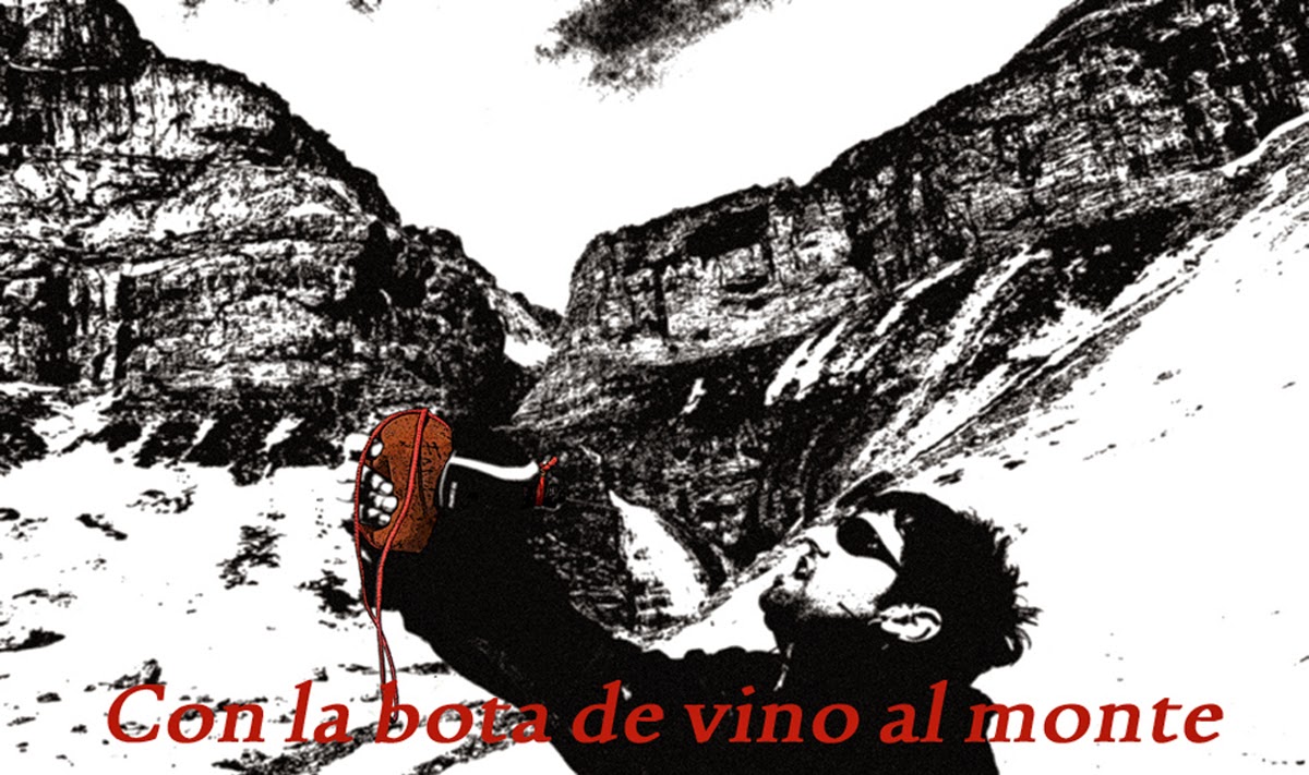 Con la bota de vino al monte