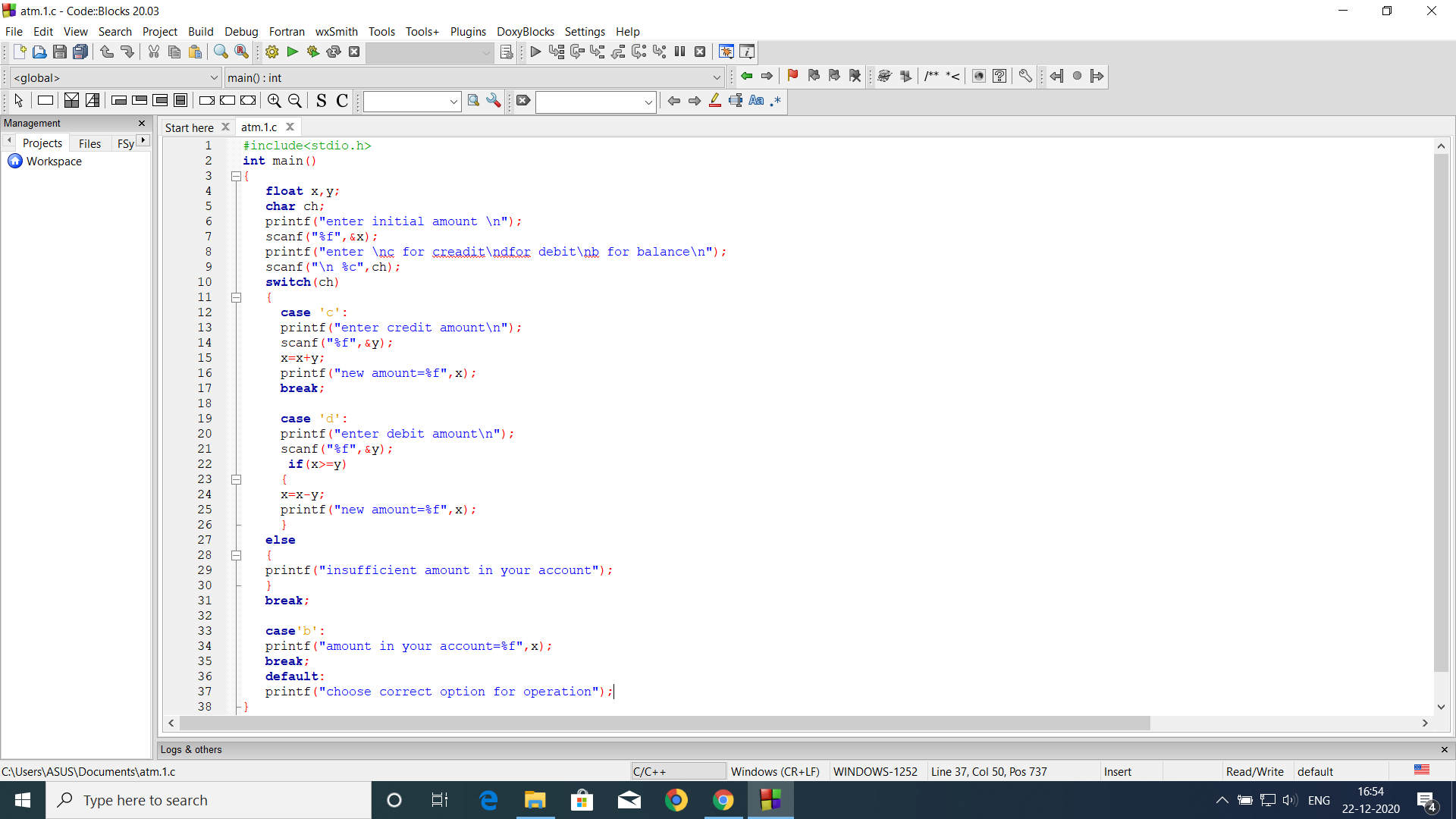 ATM program in C language - BCA EXPERT