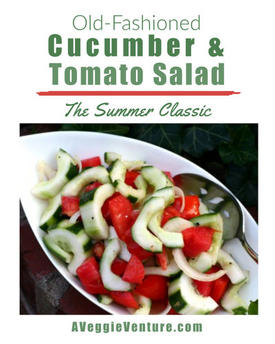 Old Liz's Old-Fashioned Cucumber & Tomato Salad, another easy summer salad ♥ AVeggieVenture.com. Fresh & Seasonal. Low Carb. Weight Watchers Friendly. Vegan. Pinterest Loves It! Best Recipes 2008.