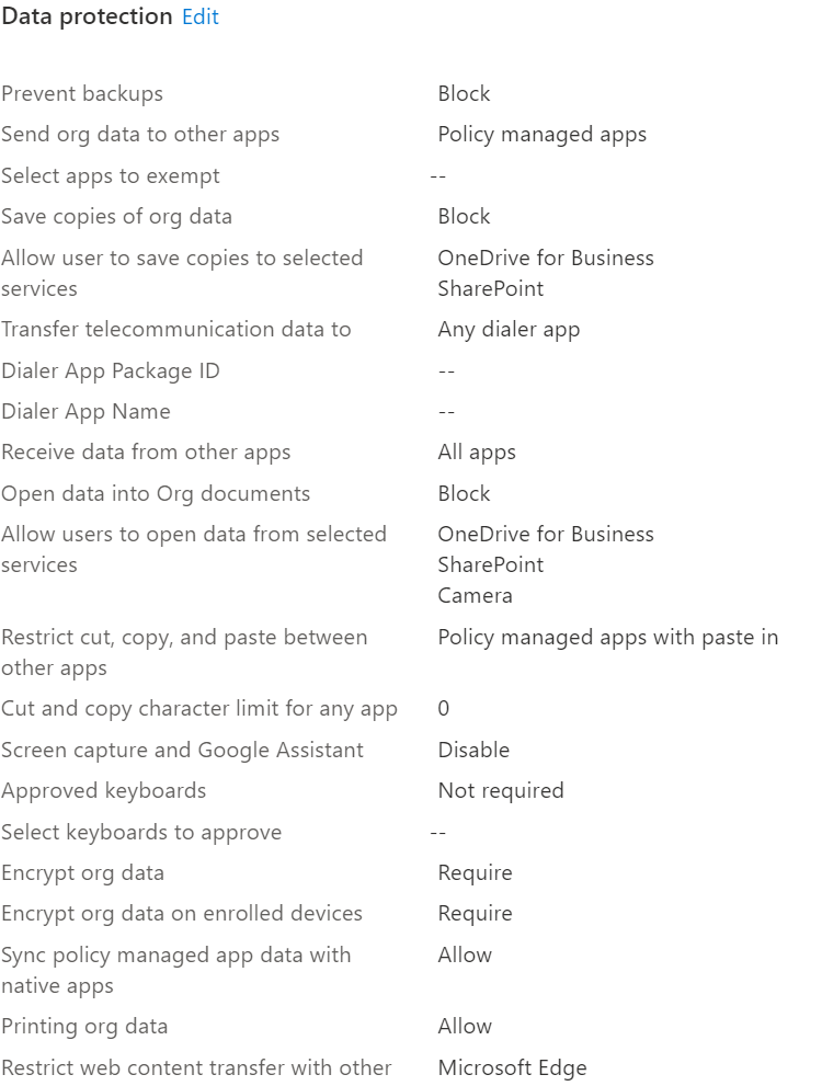 Implementing App protection policies using Tier based Data Protection
