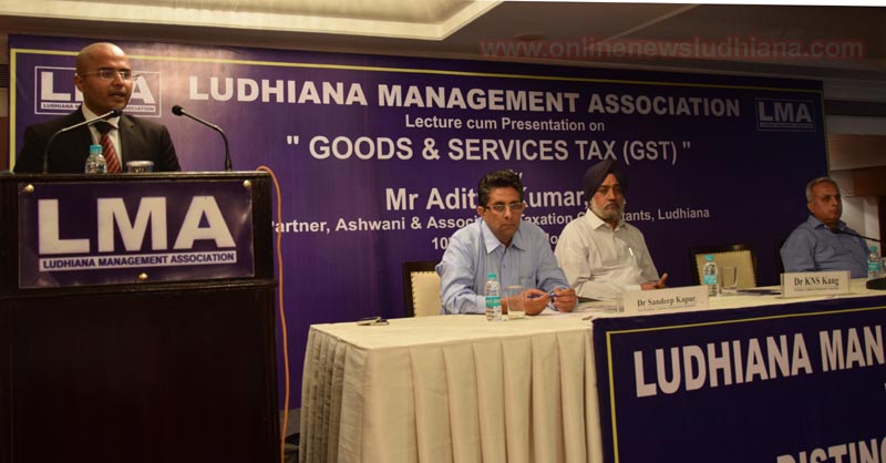 CA Aditya Kumar addressing the gathering during seminar on Implications of GST by LMA CA Aditya Kumar addressing the gathering during seminar on Implications of GST by LMA