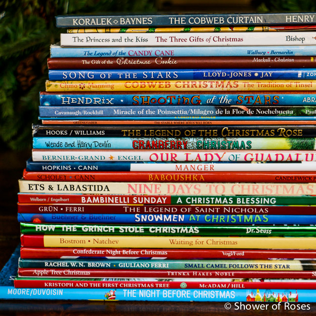 Shower of Roses Our 2016 Advent Book Basket and Printable Labels {Plus