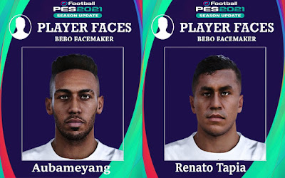 PES 2021 Faces Aubameyang & Renato Tapia by Bebo