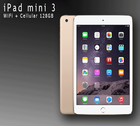 iPad mini 3 Wi‑Fi + Cellular 128GB with a thickness of 7.5 mm