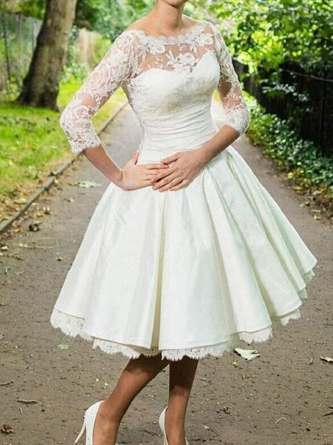 Tea Length Wedding Dresses with Sleeves Wedding Dresses Vintage 1950s Style Wedding Dresses