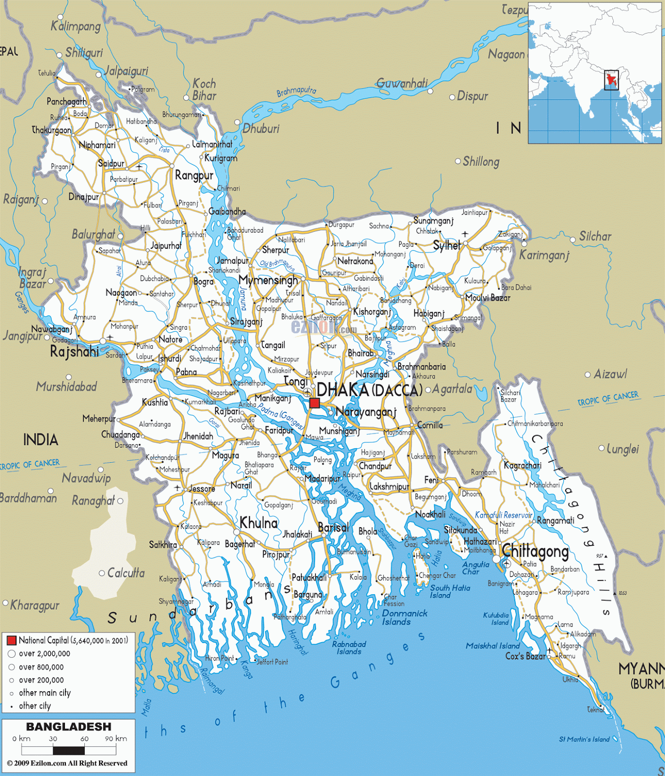 BANGLADESH - GEOGRAPHICAL MAPS OF BANGLADESH