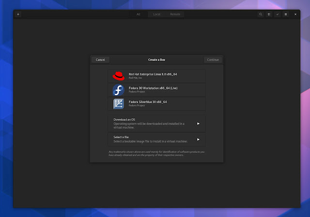 gnome-boxes-apps-shell-thessaloniki-linux-flatpak-flathub-interface-open-source-software-livre-comunidade-vm-maquina-virtual