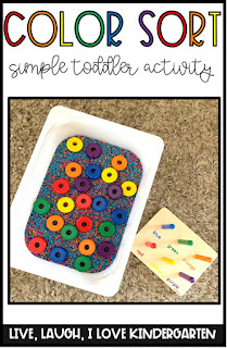 I got this wooden ring color sorting activity this past week. Best part ...