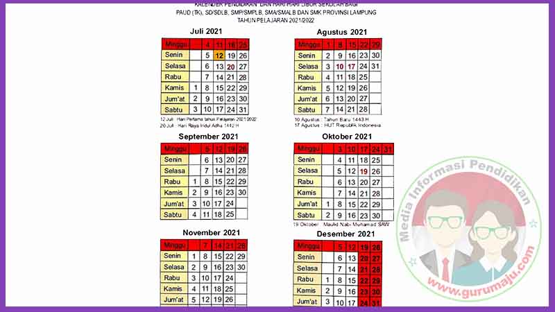 Lampung 2021/2022 kalender pendidikan Download Kaldik
