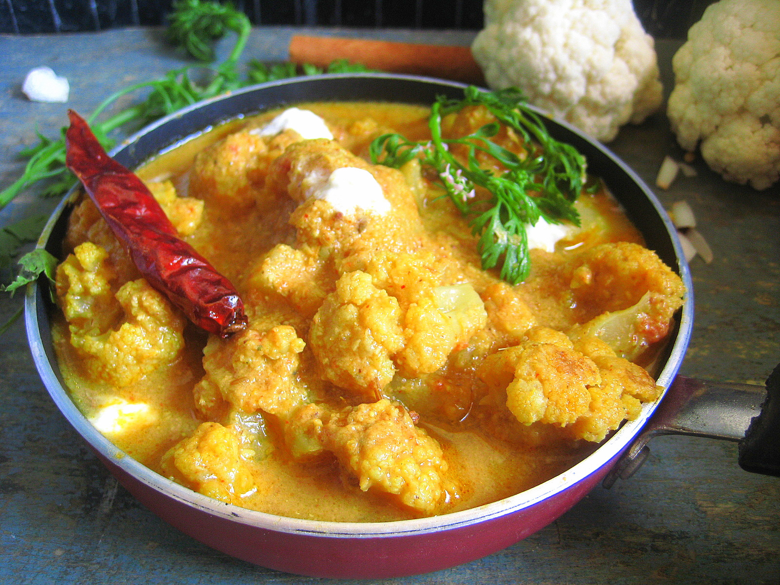 madhuri's kitchen how to cook cauliflower indian style / gobi kurma