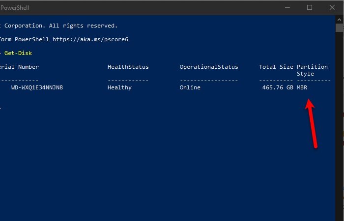 Vérifiez si un disque utilise une partition GPT ou MBR