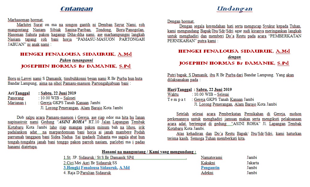 Contoh Undangan Batak Nasional – cabai