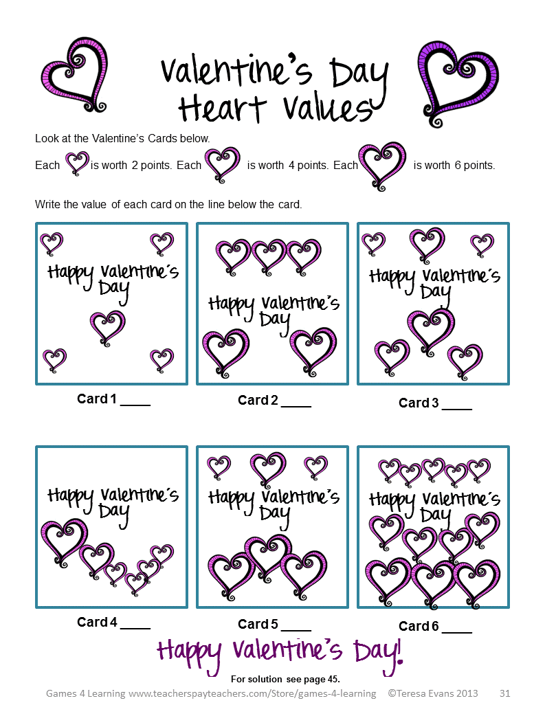 Fun Games 4 Learning: Valentine's Day Math Freebies