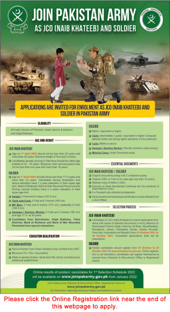 Join Pakistan Army as Soldier & Naib Khateeb | September 2021 JCO Online Registration | Latest Jobs 2021