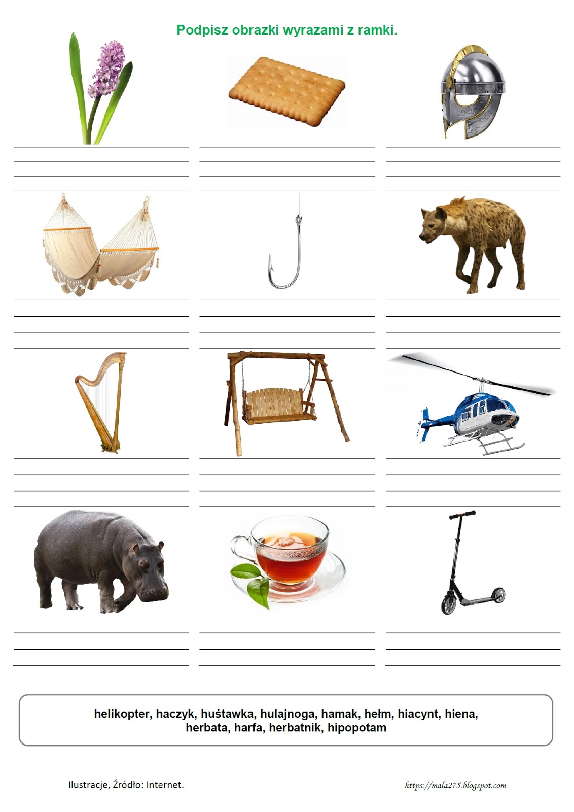 BLOG EDUKACYJNY DLA DZIECI WYRAZY Z "Ó", "U", "RZ", "Ż", "CH", "H