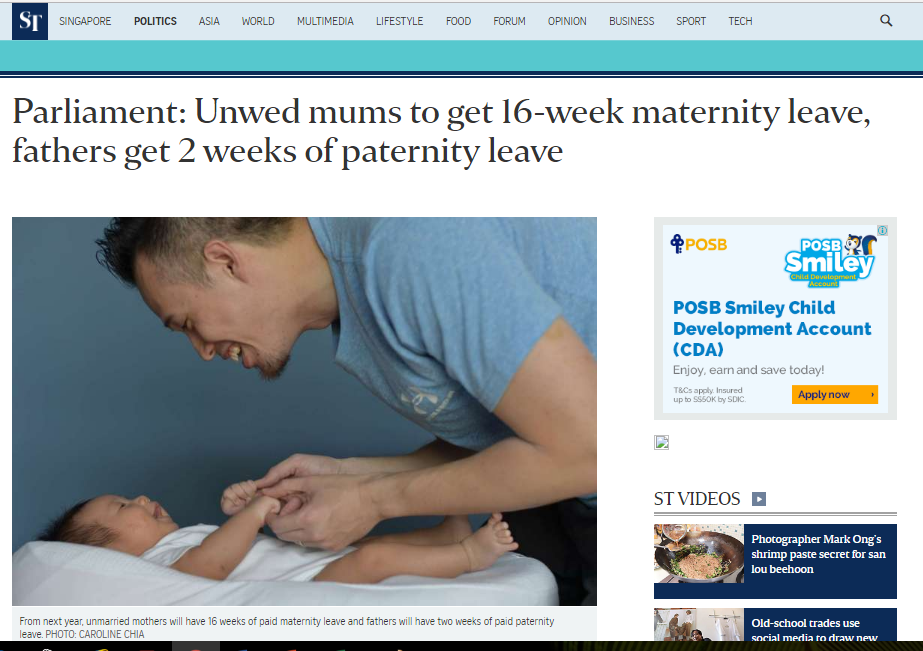 eHRM Inc Singapore MOM 2017 Regulations Paternity Leave and