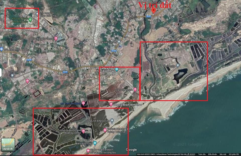 Bán đất ven biển Quốc Lộ 55 - giáp ranh Bình Thuận với Bà Rịa Vũng Tàu