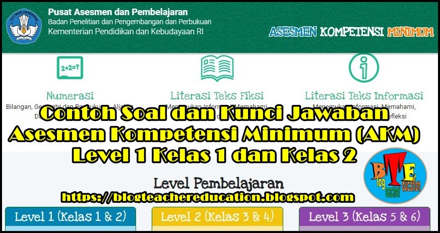 Contoh Soal Dan Kunci Jawaban Akm Level 1 Kelas 1 Dan 2 Numerasi Literasi Teks Fiksi Dan Literasi Teks Informasi Blog Teacher Education