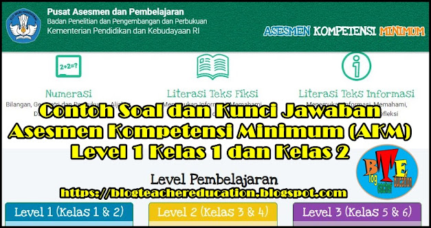 Contoh Soal dan Kunci Jawaban AKM Level 1 Kelas 1 dan 2 (Numerasi