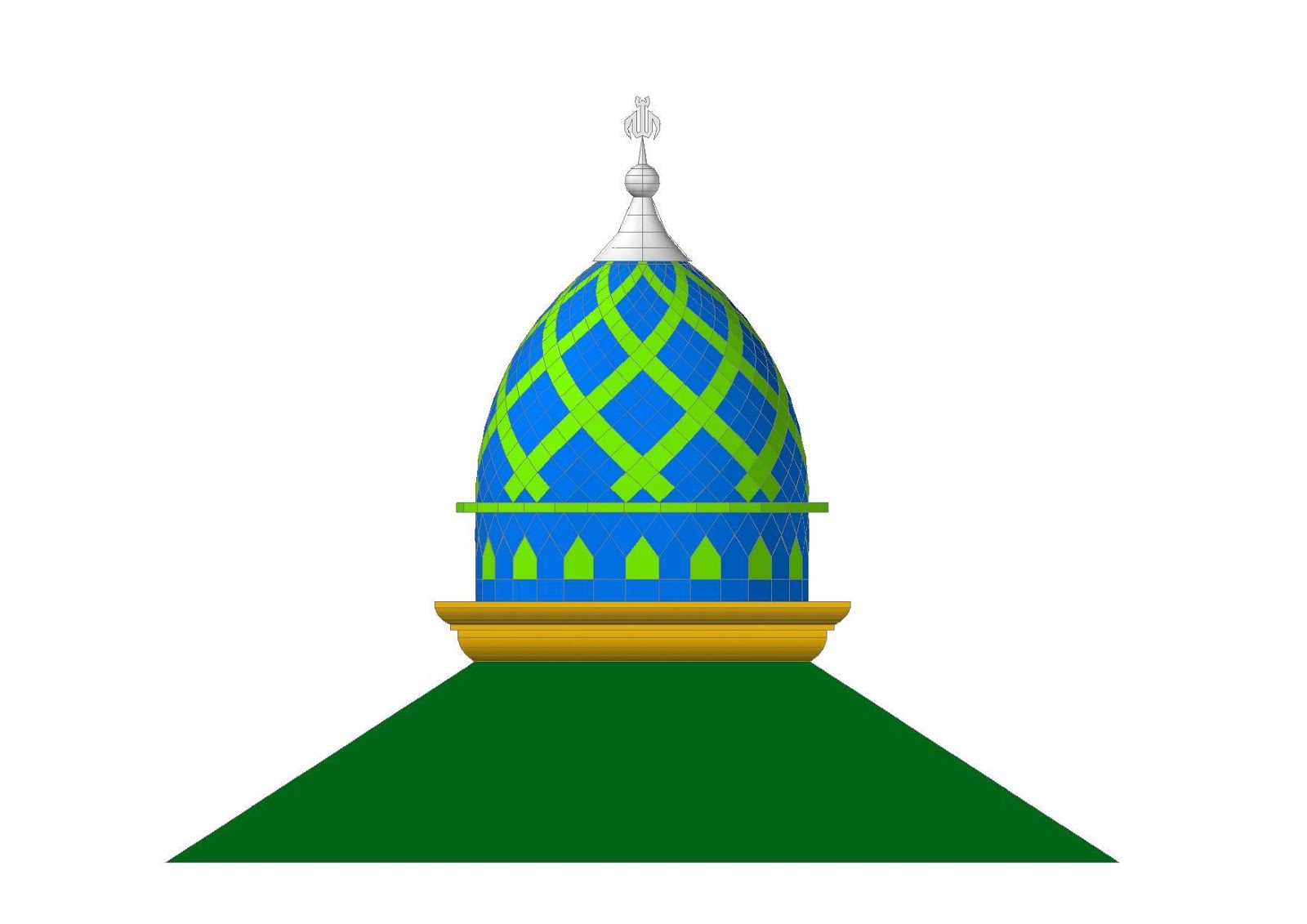 Gambar desain  konstruksi atap  miring limasan kubah masjid  