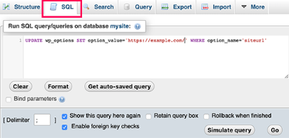 Esecuzione di SQL in phpMyAdmin Come correggere l'errore che Stabilire una connessione al database di WordPress 