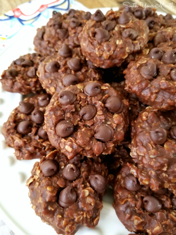 Triple Chocolate No-Bake Cookies! Classic no-bake peanut butter oatmeal cookies made with DOUBLE the cocoa and studded with chocolate chips for three times the chocolate goodness!