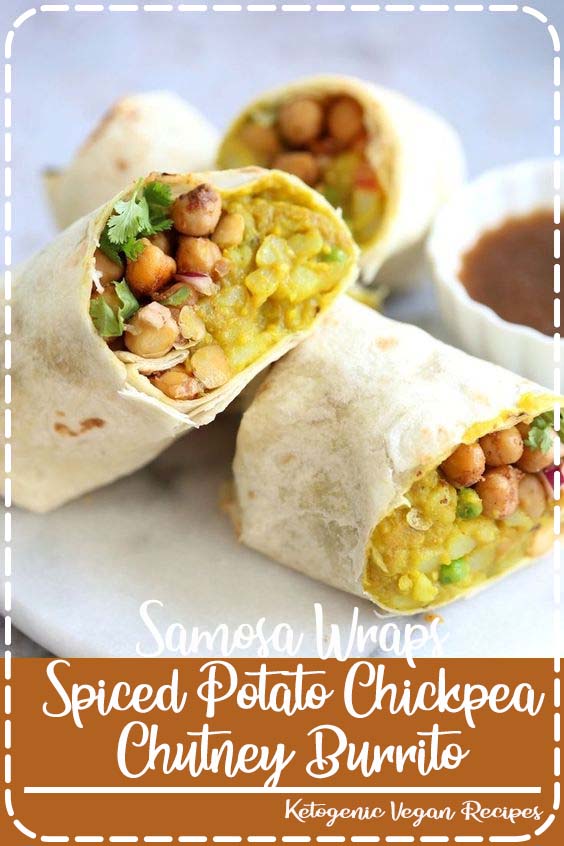 Samosa Wraps - Spiced Potato Chickpea Chutney Burrito - food and drinks