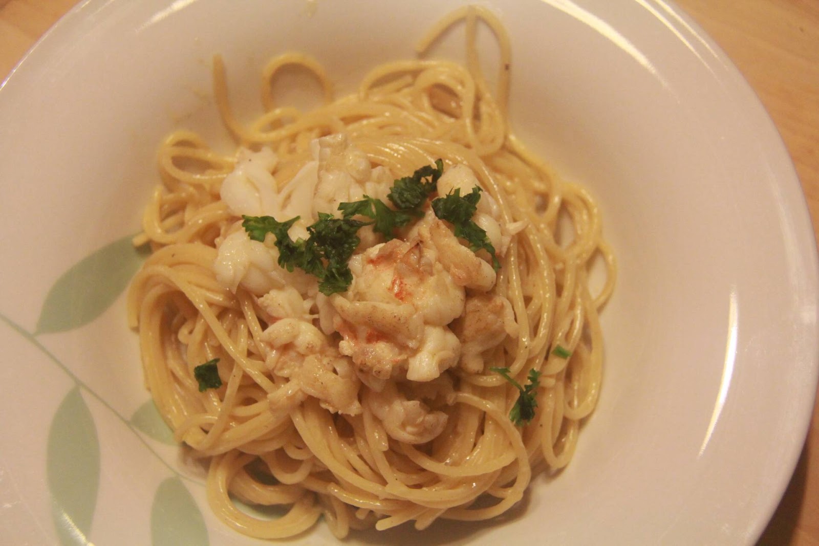 Simple Indulgence Spaghetti with crayfish in Alfredo sauce