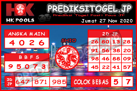 Prediksi Togel Hongkong Jumat 27 November 2020 Jitu Prediksitogeljp