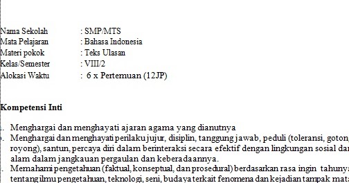 Contoh Rpp Teks Ulasan Kelas 8 Kd 3 9 4 9 Dan 3 10 4 10