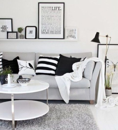 48 Beautiful Black White Interior Design Living Room Decor Ideas