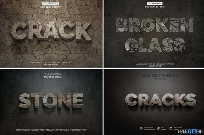 3D Crack Stone PSD Broken Glass Text Effects Free Download 3D Crack Stone PSD Broken Glass Text Effects
