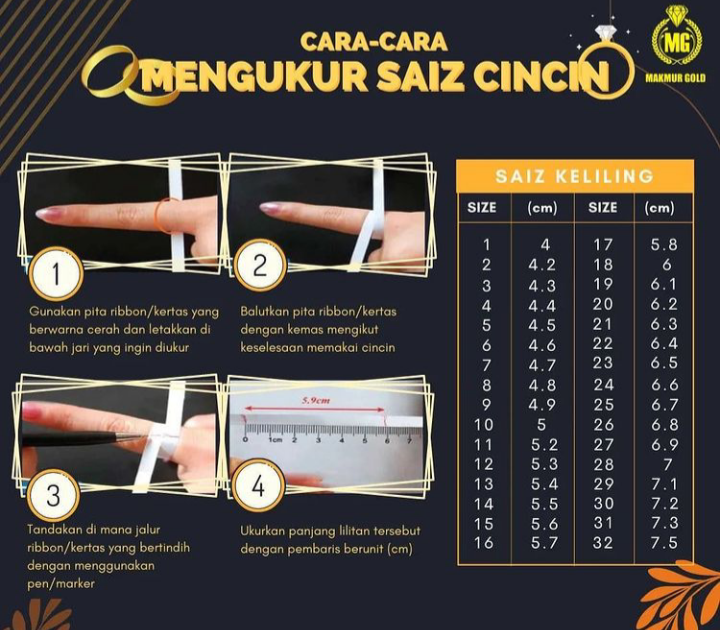 Cara sukat saiz cincin