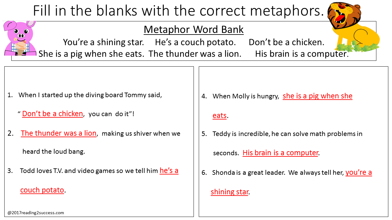 Reading2success: Metaphors - Vocabulary Fun!