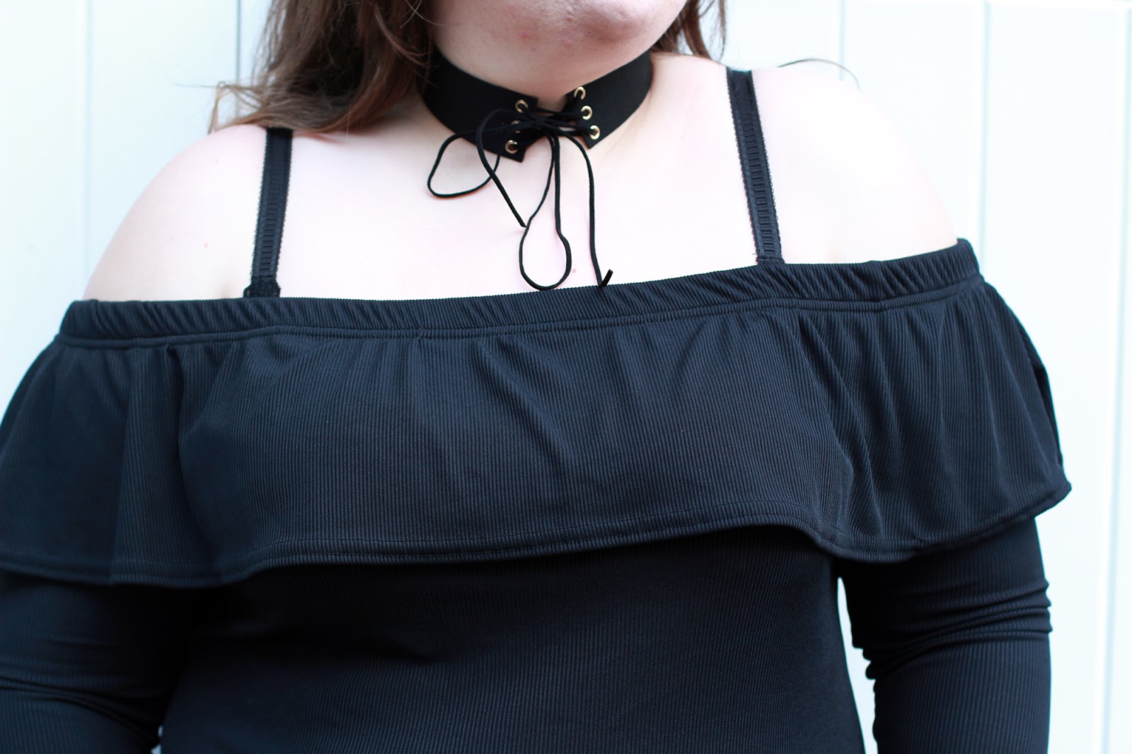 Plus Size Black Off The Shoulder Top With Ruffle - BooHoo