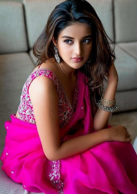 NIDHI AGARWAL absolutely irresistible in a pink saree - Glam Actress