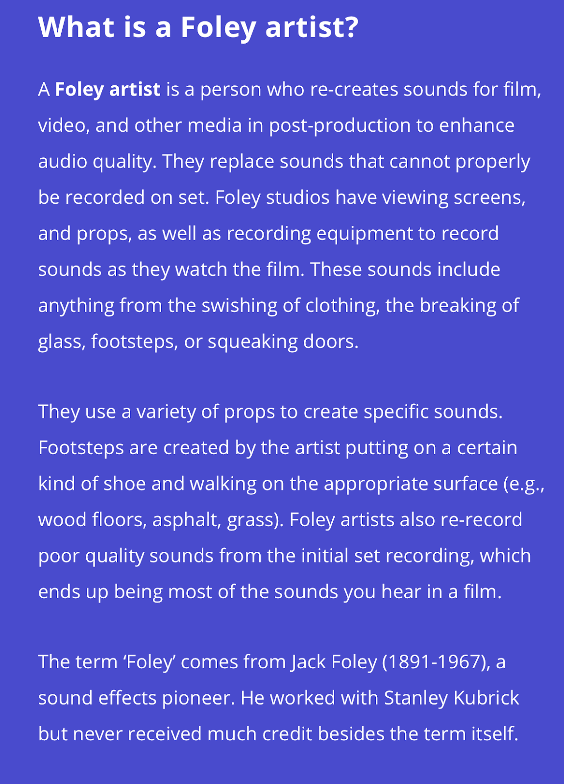 What is a foley artist?