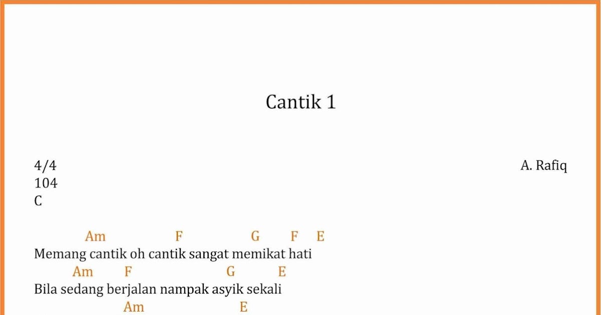 Chord Lagu Cantik 1 A Rafiq Sekitar Musik