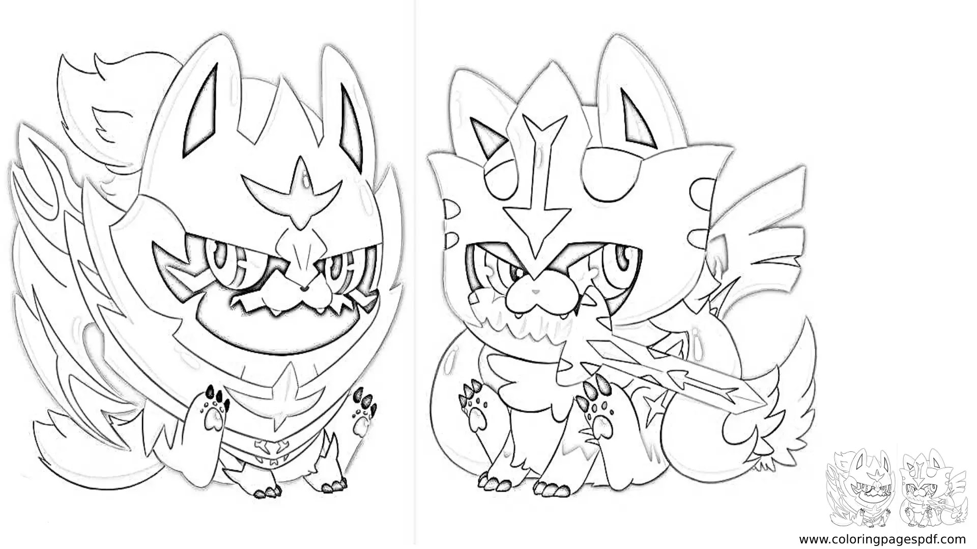 Coloring Page Of Zacian And Zamazenta As Cats