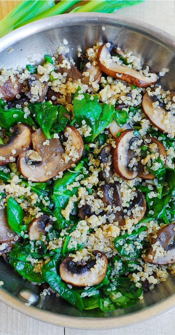 Spinach and Mushroom Quinoa - Food Recipes