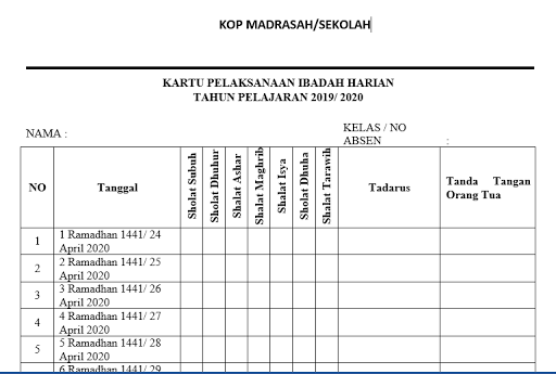Contoh Jadwal Pesantren Ramadhan 2020 Jarak Jauh Online Saat Masa Pandemi Virus Corona 7pelangi Com