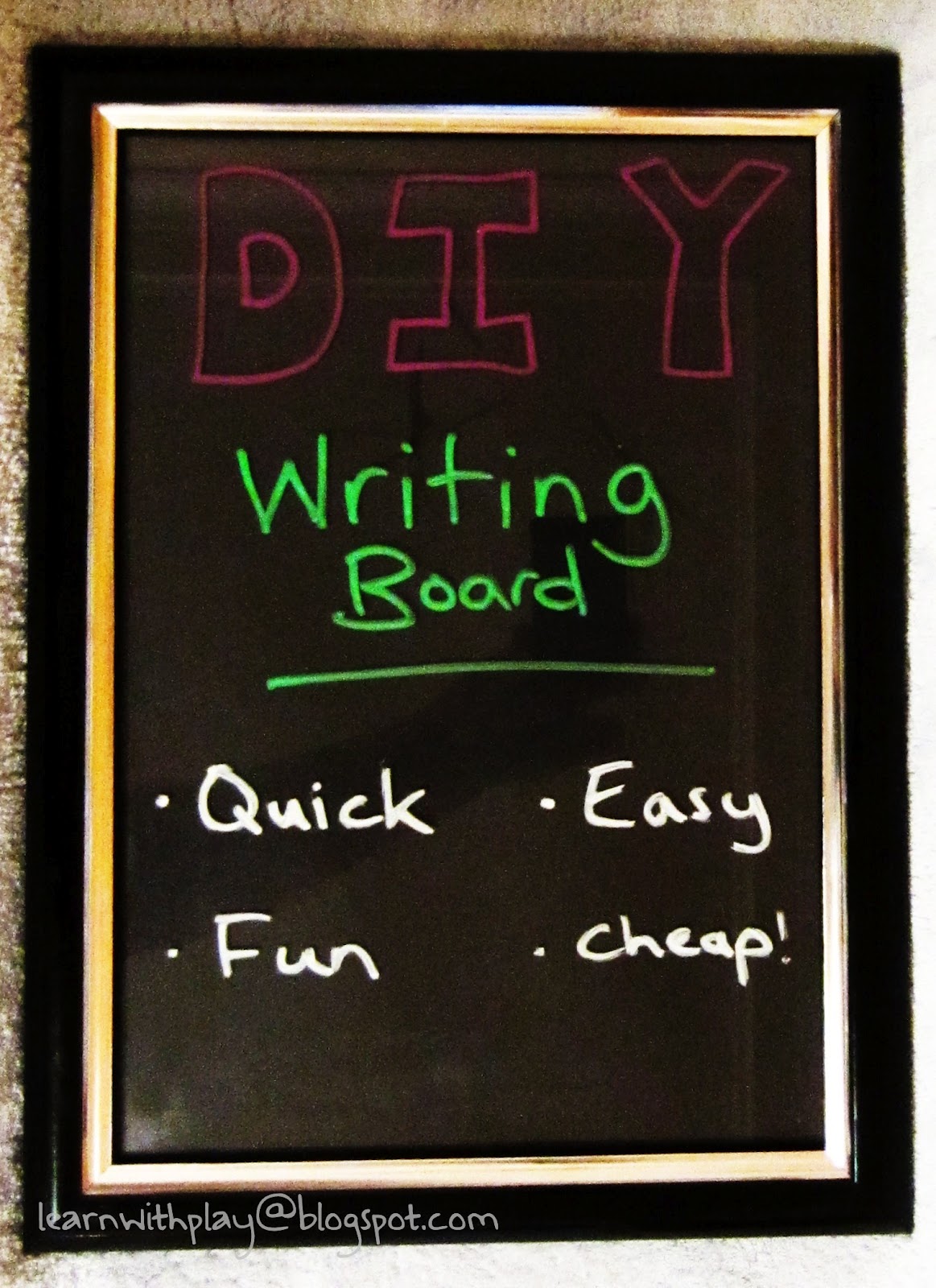 Learn with Play at Home DIY Writing Board