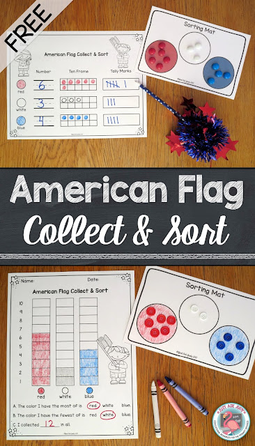 Add a little sparkle to summertime learning with this free American Flag Collect and Sort activity for preschool, kindergarten, and beginning first grade! Add a little sparkle to summertime learning with this free American Flag Collect and Sort activity for preschool, kindergarten, and beginning first grade!