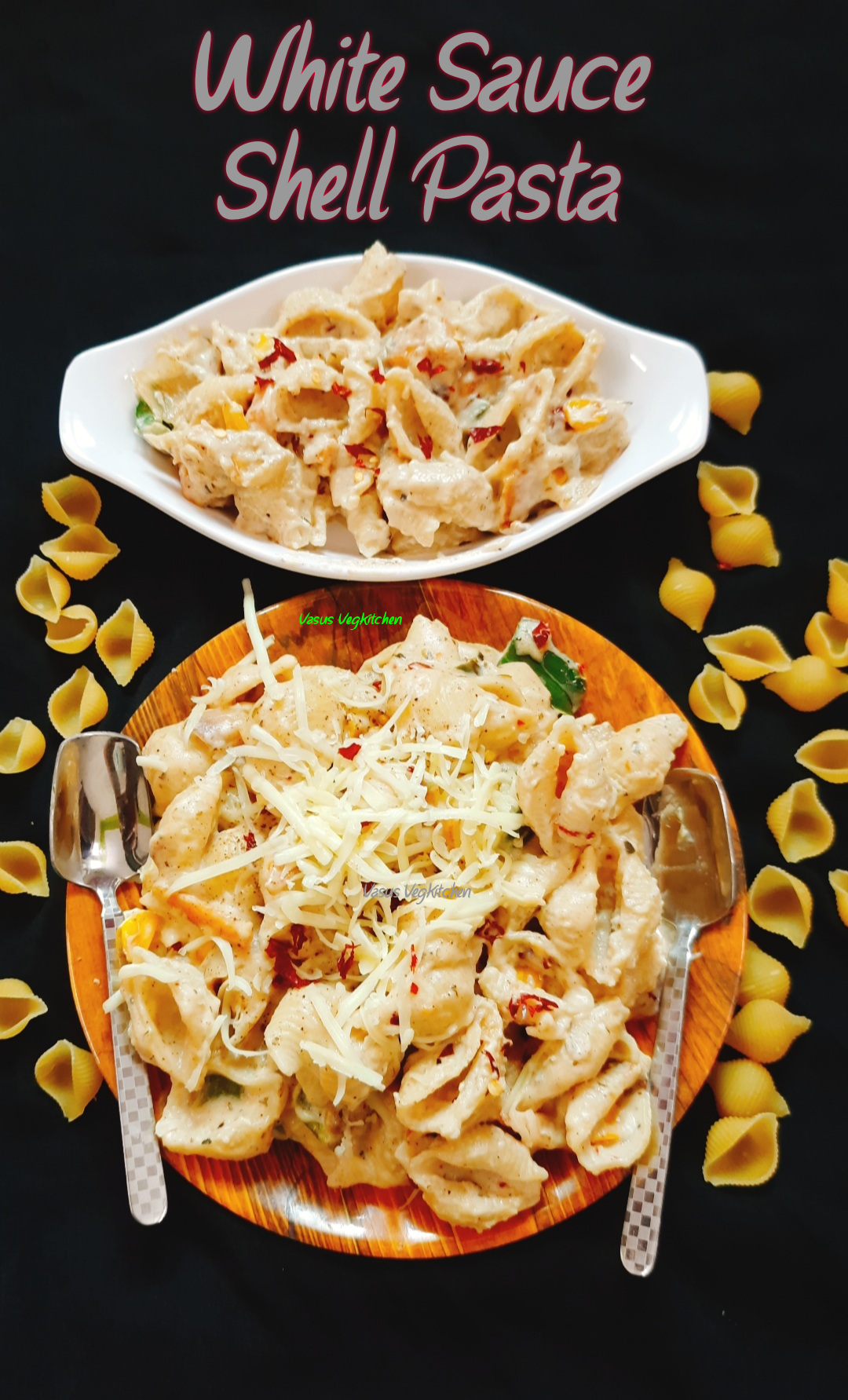 Vasusvegkitchen White Sauce Pasta White pasta shell Pasta creamy