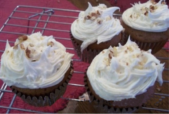 Easy Carrot Cake Cupcakes with Cream Cheese Frosting and Pecans