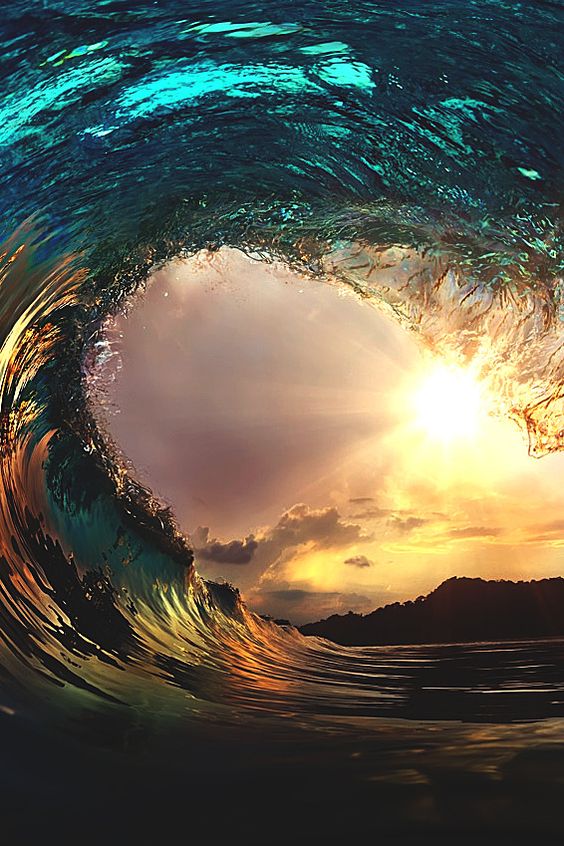 Super glassy barrel that looks like the Surfer's Eye! #wave #golden #sun #surfer