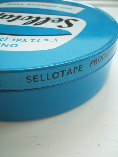 Vintage Love mid century enamel Sellotape tin 1950s